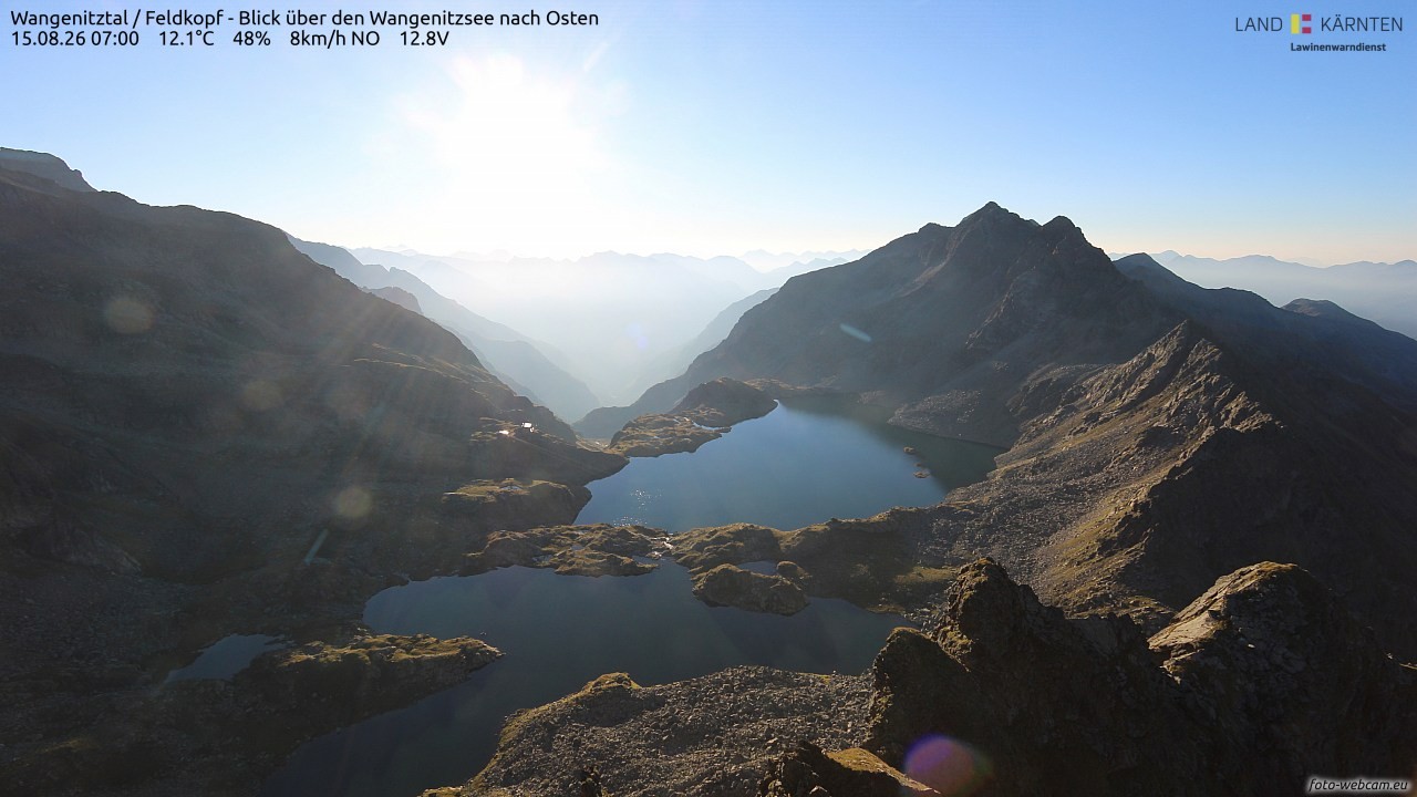 Archiv Foto Webcam Feldkopf - Blick über den Wangenitzsee nach Osten