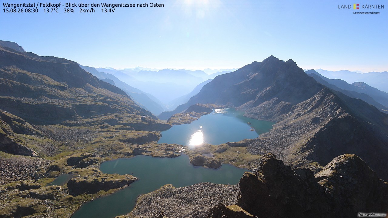 Archiv Foto Webcam Feldkopf - Blick über den Wangenitzsee nach Osten