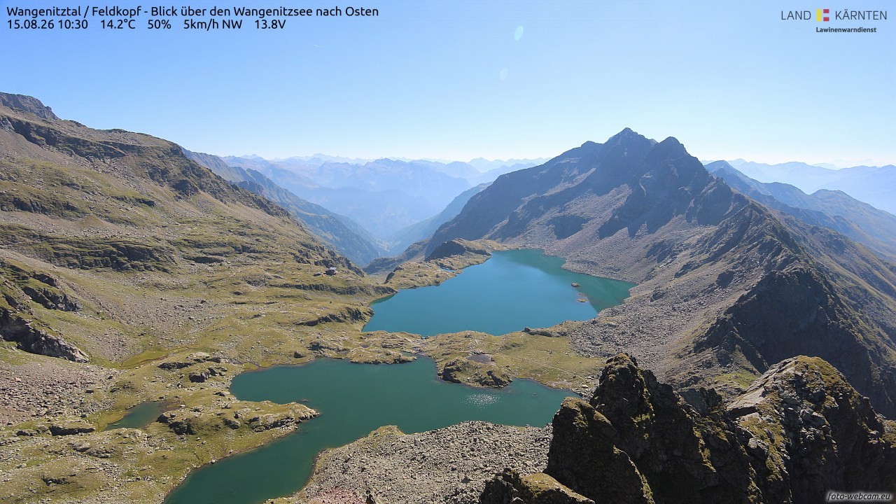 Archiv Foto Webcam Feldkopf - Blick über den Wangenitzsee nach Osten