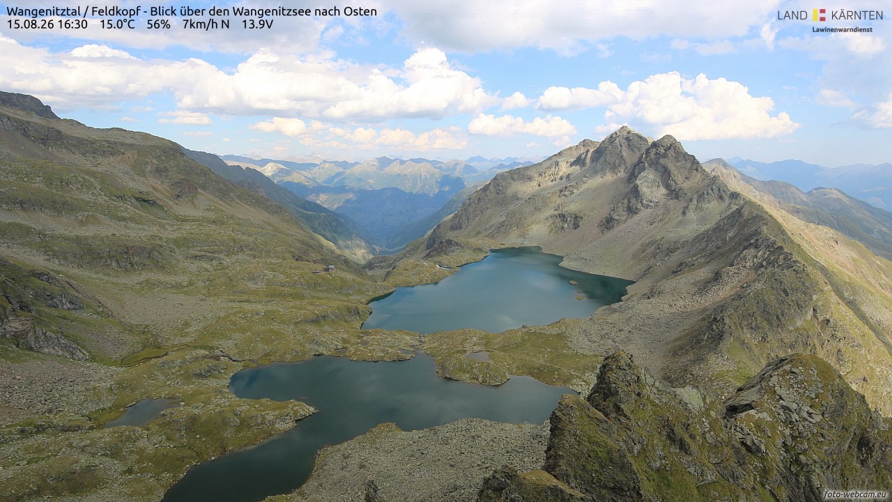 Archiv Foto Webcam Feldkopf - Blick über den Wangenitzsee nach Osten