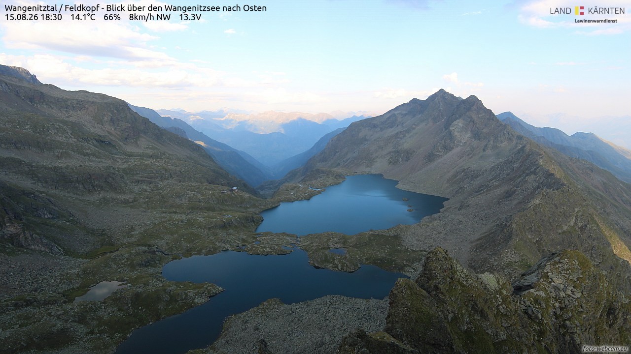 Archiv Foto Webcam Feldkopf - Blick über den Wangenitzsee nach Osten