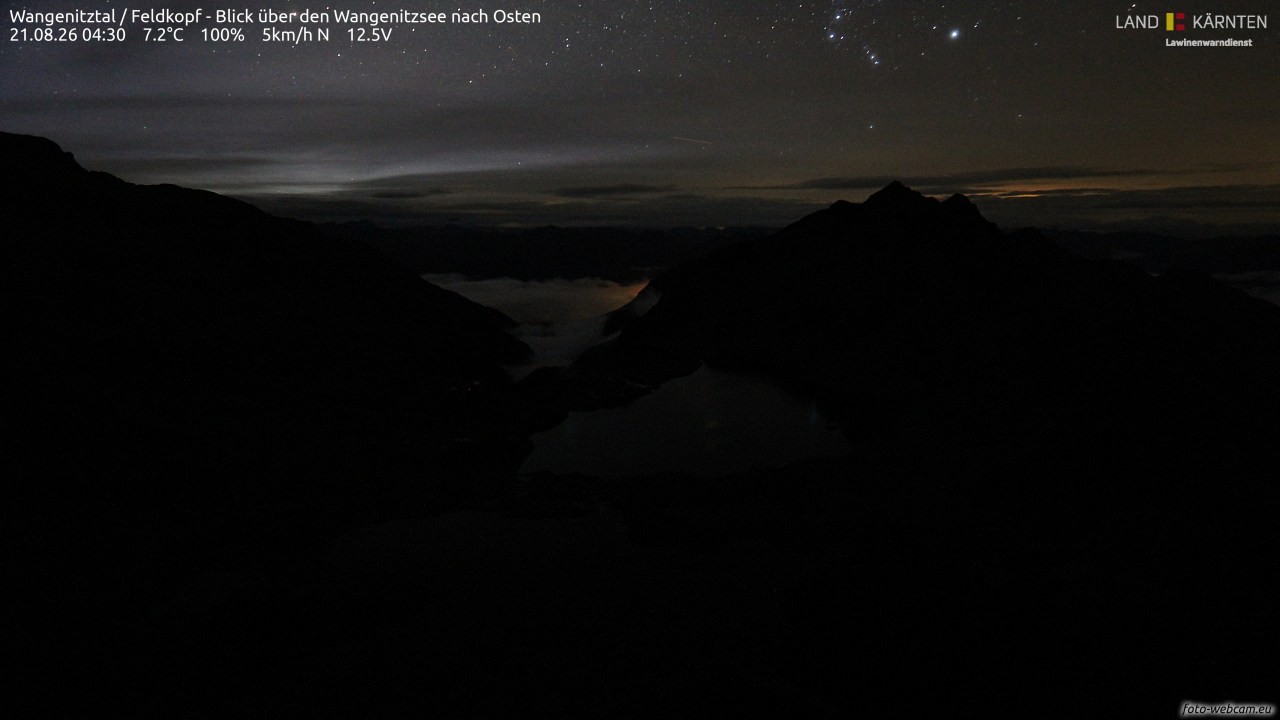 Archiv Foto Webcam Feldkopf - Blick über den Wangenitzsee nach Osten
