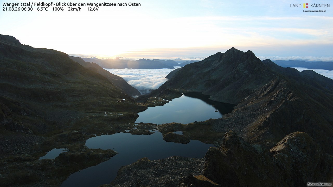 Archiv Foto Webcam Feldkopf - Blick über den Wangenitzsee nach Osten