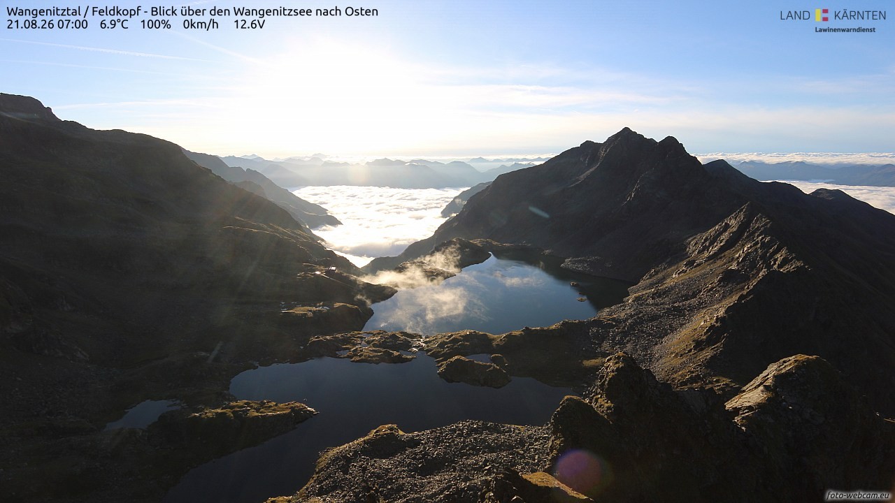 Archiv Foto Webcam Feldkopf - Blick über den Wangenitzsee nach Osten