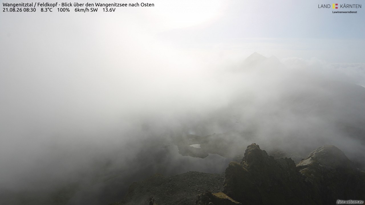 Archiv Foto Webcam Feldkopf - Blick über den Wangenitzsee nach Osten
