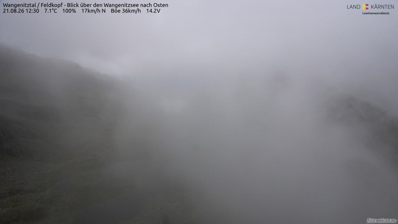 Archiv Foto Webcam Feldkopf - Blick über den Wangenitzsee nach Osten