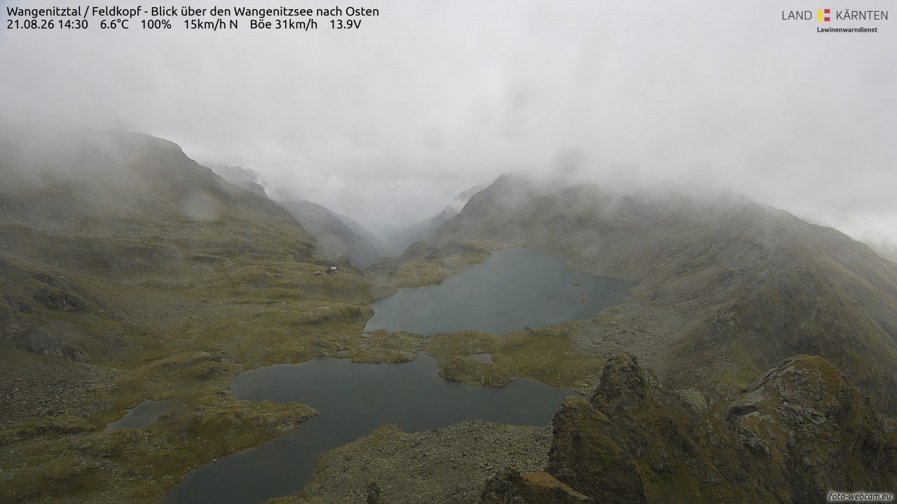 Archiv Foto Webcam Feldkopf - Blick über den Wangenitzsee nach Osten