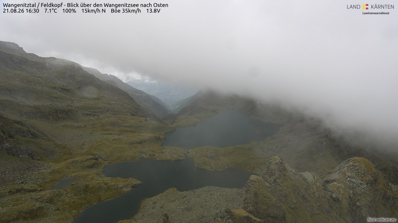 Archiv Foto Webcam Feldkopf - Blick über den Wangenitzsee nach Osten