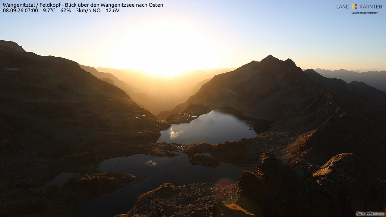 Archiv Foto Webcam Feldkopf - Blick über den Wangenitzsee nach Osten