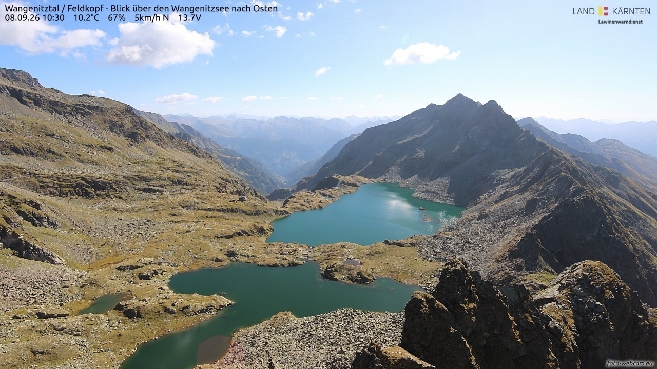 Archiv Foto Webcam Feldkopf - Blick über den Wangenitzsee nach Osten