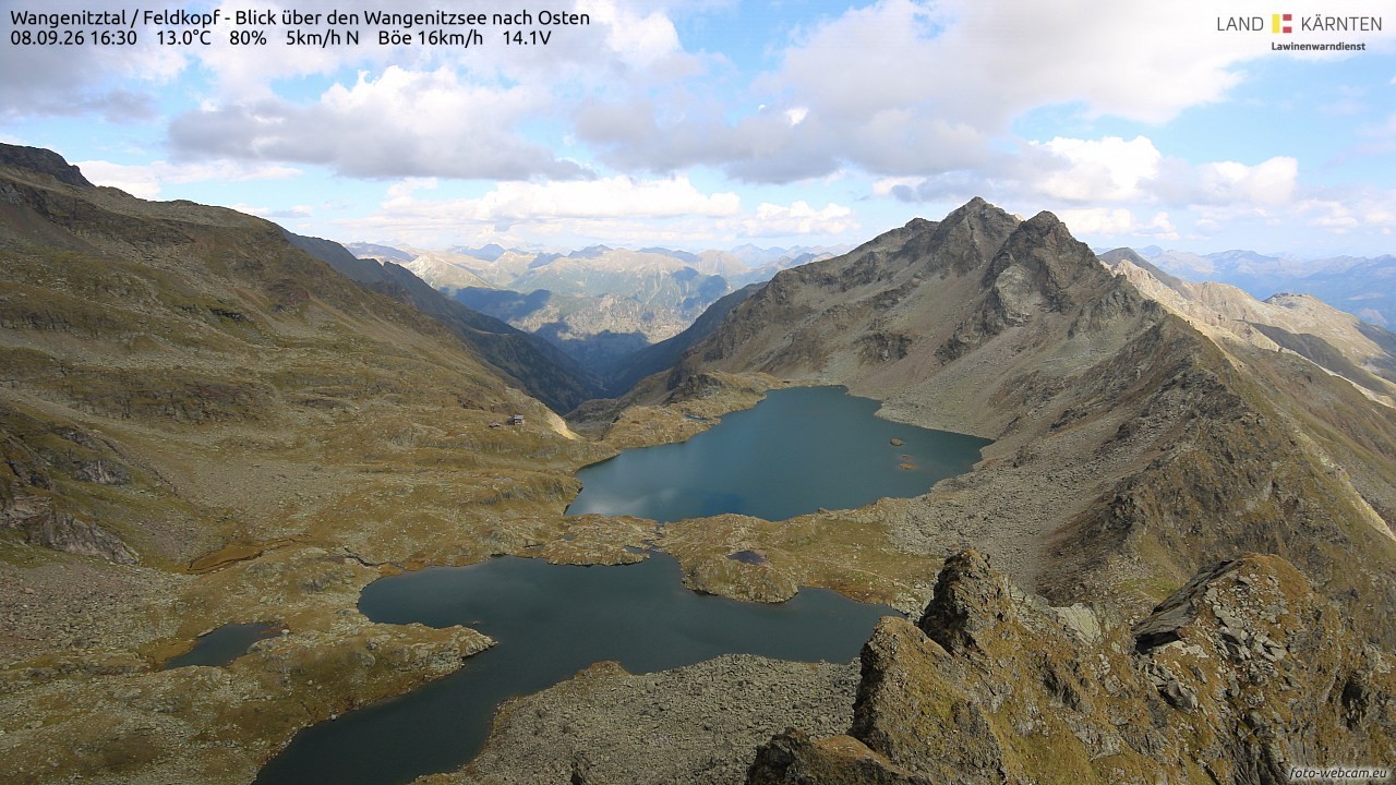 Archiv Foto Webcam Feldkopf - Blick über den Wangenitzsee nach Osten