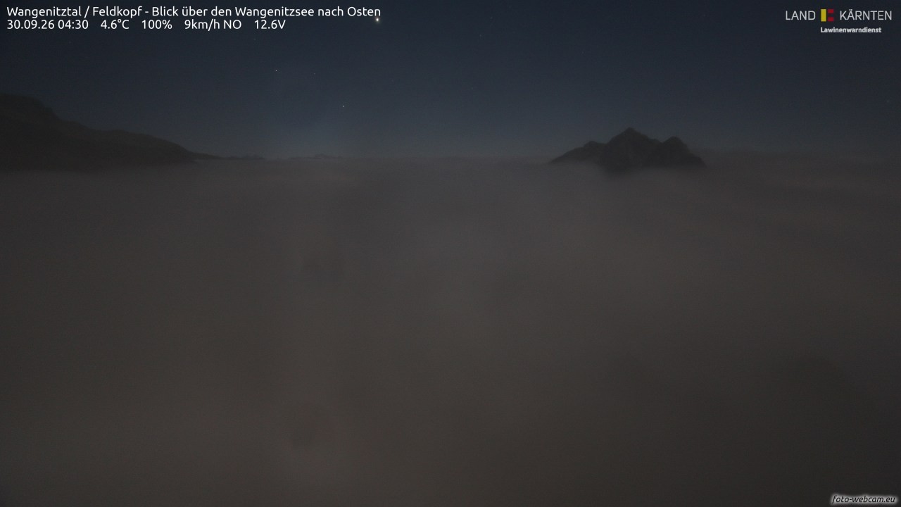 Archiv Foto Webcam Feldkopf - Blick über den Wangenitzsee nach Osten