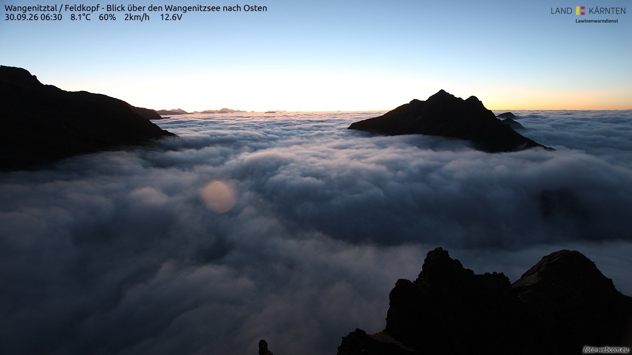 Archiv Foto Webcam Feldkopf - Blick über den Wangenitzsee nach Osten