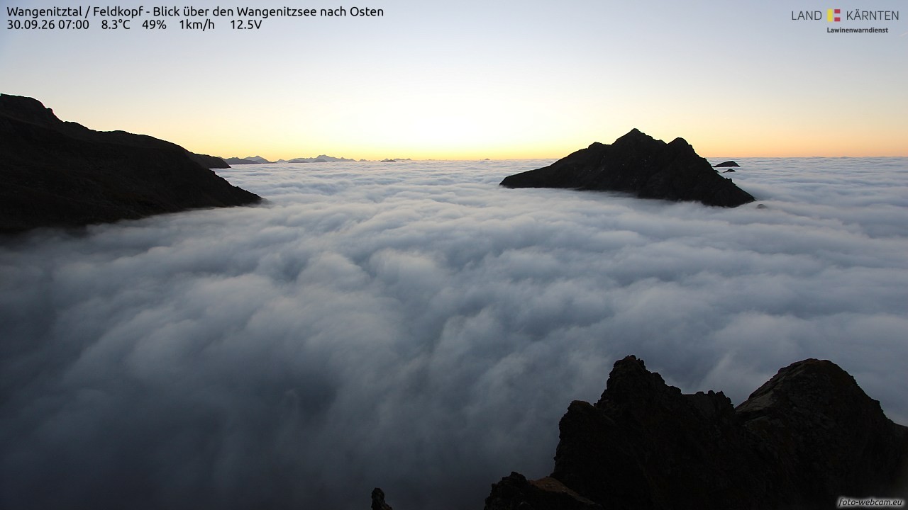 Archiv Foto Webcam Feldkopf - Blick über den Wangenitzsee nach Osten