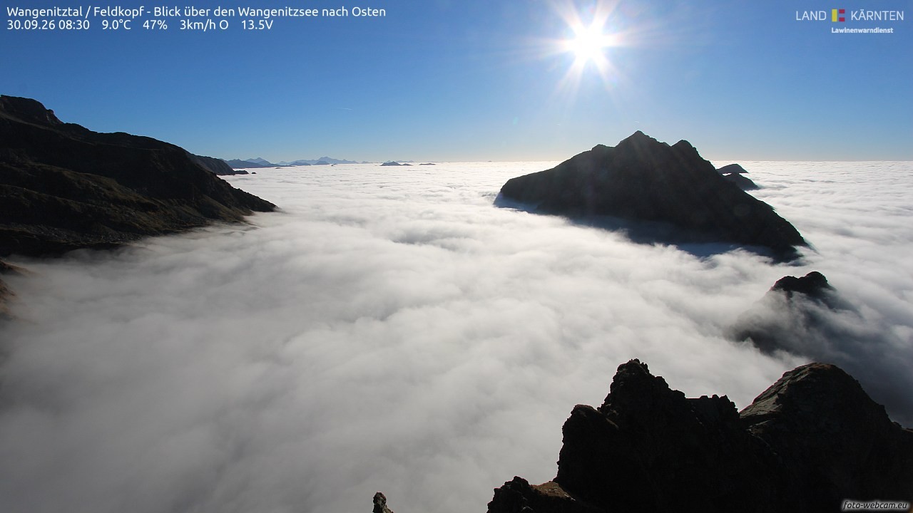 Archiv Foto Webcam Feldkopf - Blick über den Wangenitzsee nach Osten