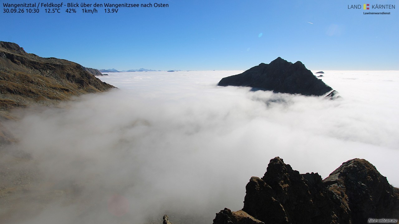 Archiv Foto Webcam Feldkopf - Blick über den Wangenitzsee nach Osten