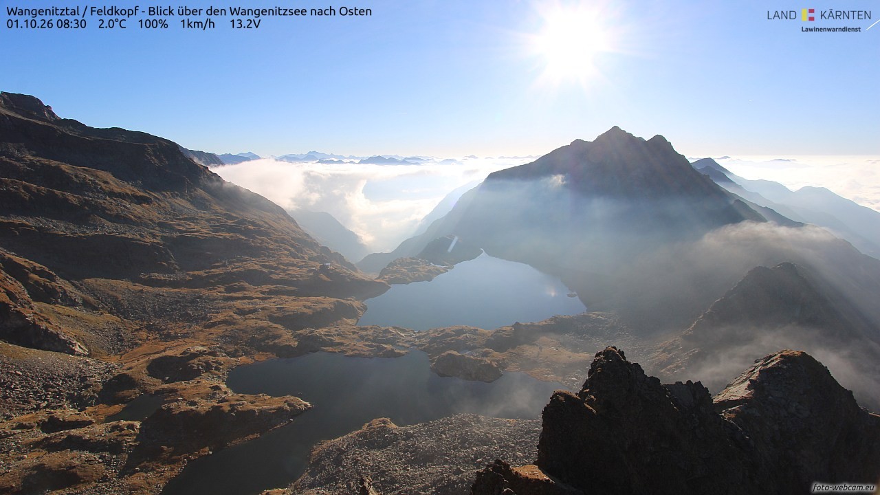 Archiv Foto Webcam Feldkopf - Blick über den Wangenitzsee nach Osten