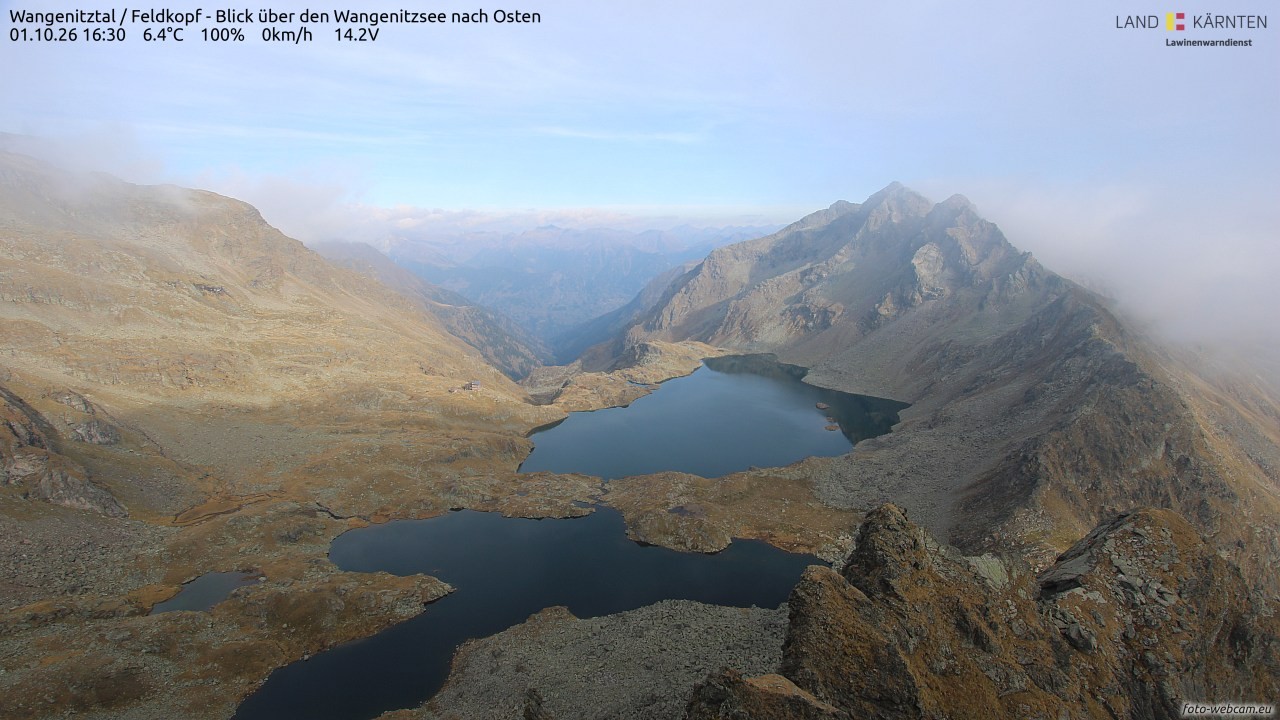 Archiv Foto Webcam Feldkopf - Blick über den Wangenitzsee nach Osten