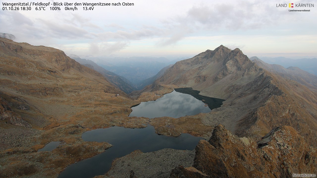 Archiv Foto Webcam Feldkopf - Blick über den Wangenitzsee nach Osten