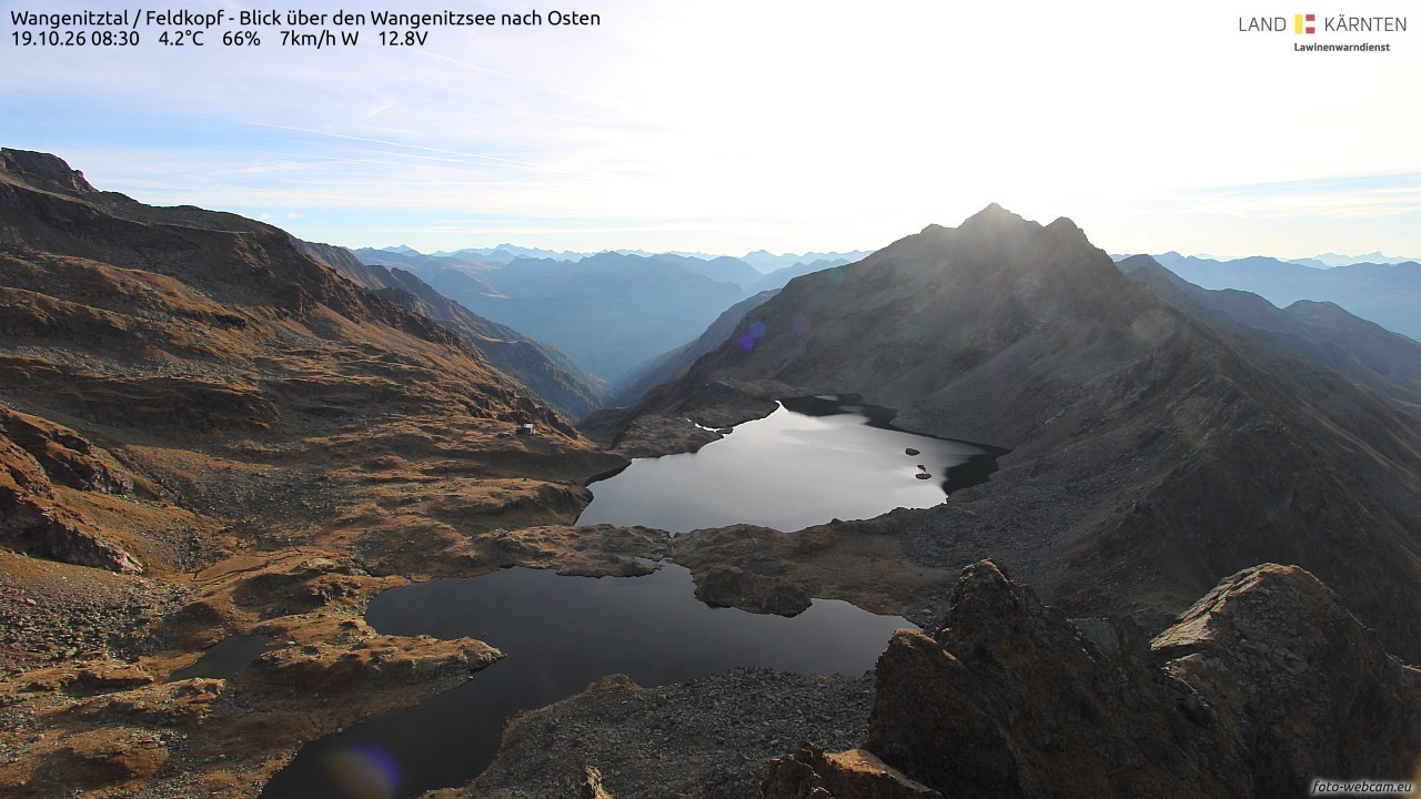 Archiv Foto Webcam Feldkopf - Blick über den Wangenitzsee nach Osten