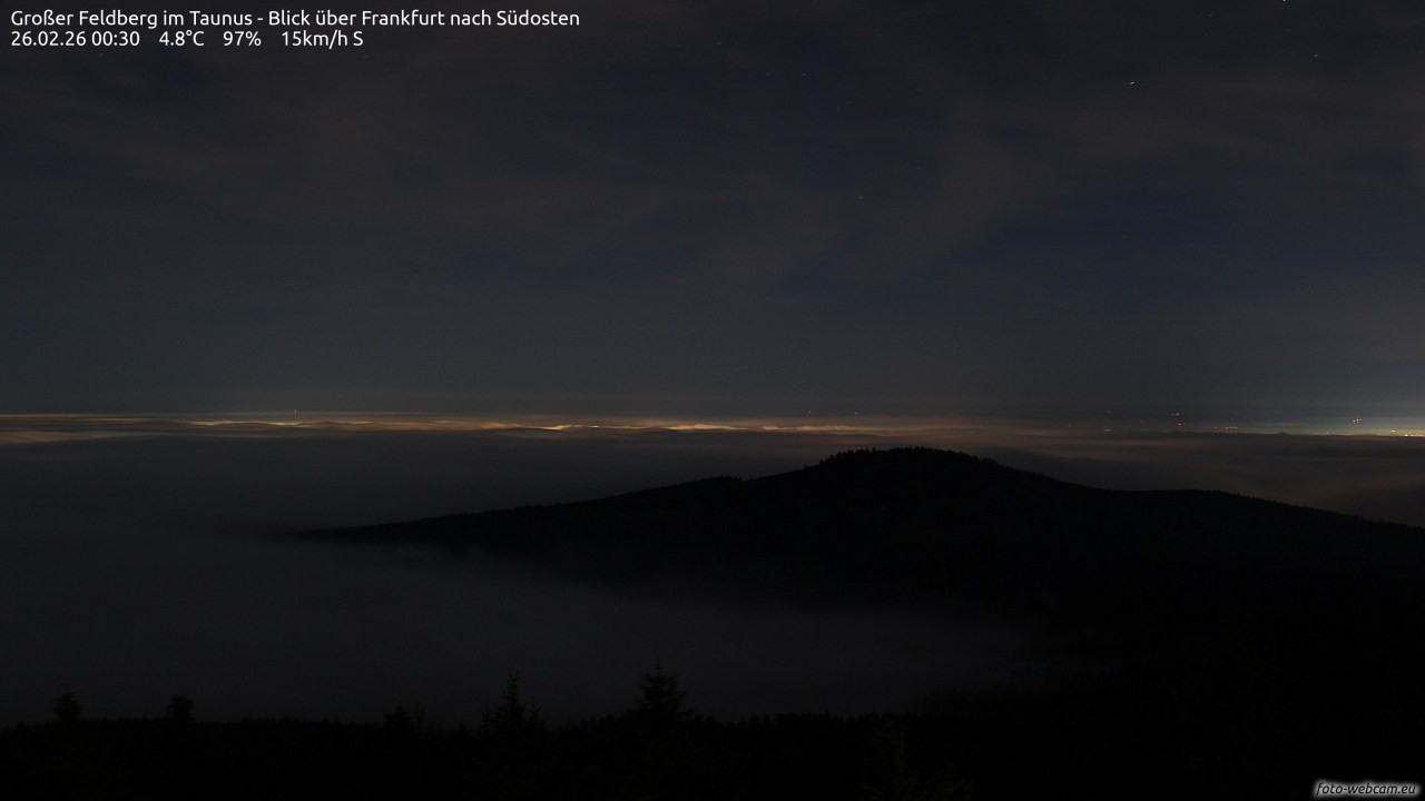 Archived image Webcam Großer Feldberg - View to Frankfurt