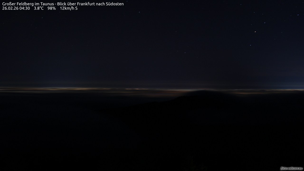 Archived image Webcam Großer Feldberg - View to Frankfurt