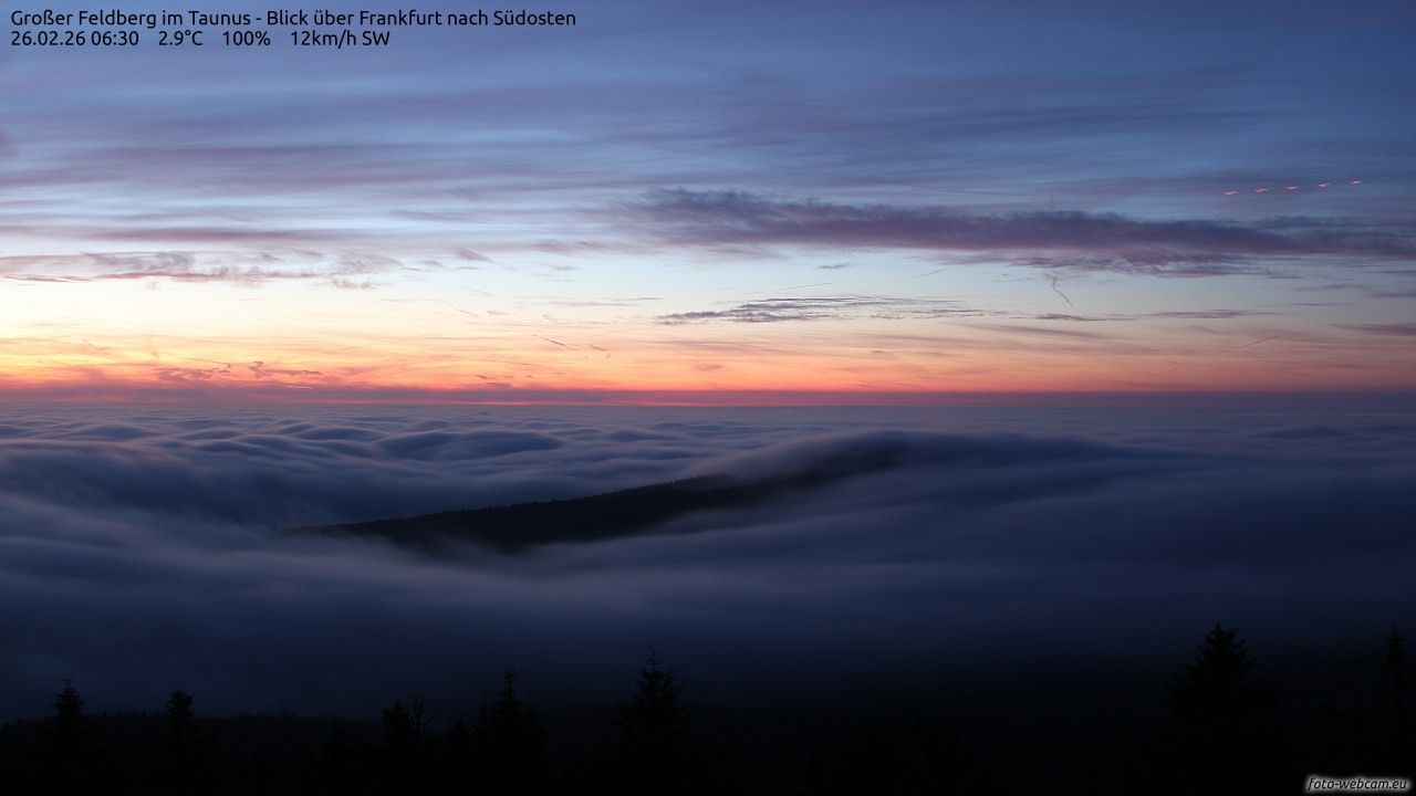 Archived image Webcam Großer Feldberg - View to Frankfurt
