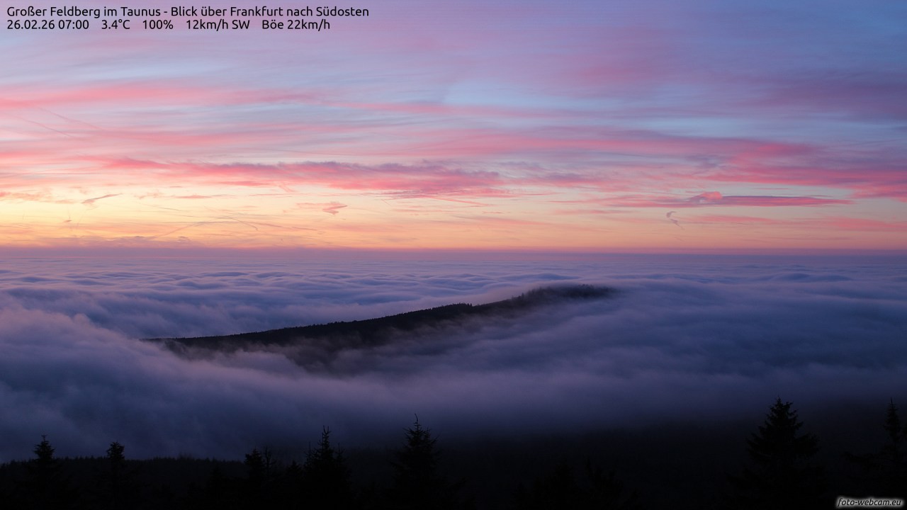 Archived image Webcam Großer Feldberg - View to Frankfurt