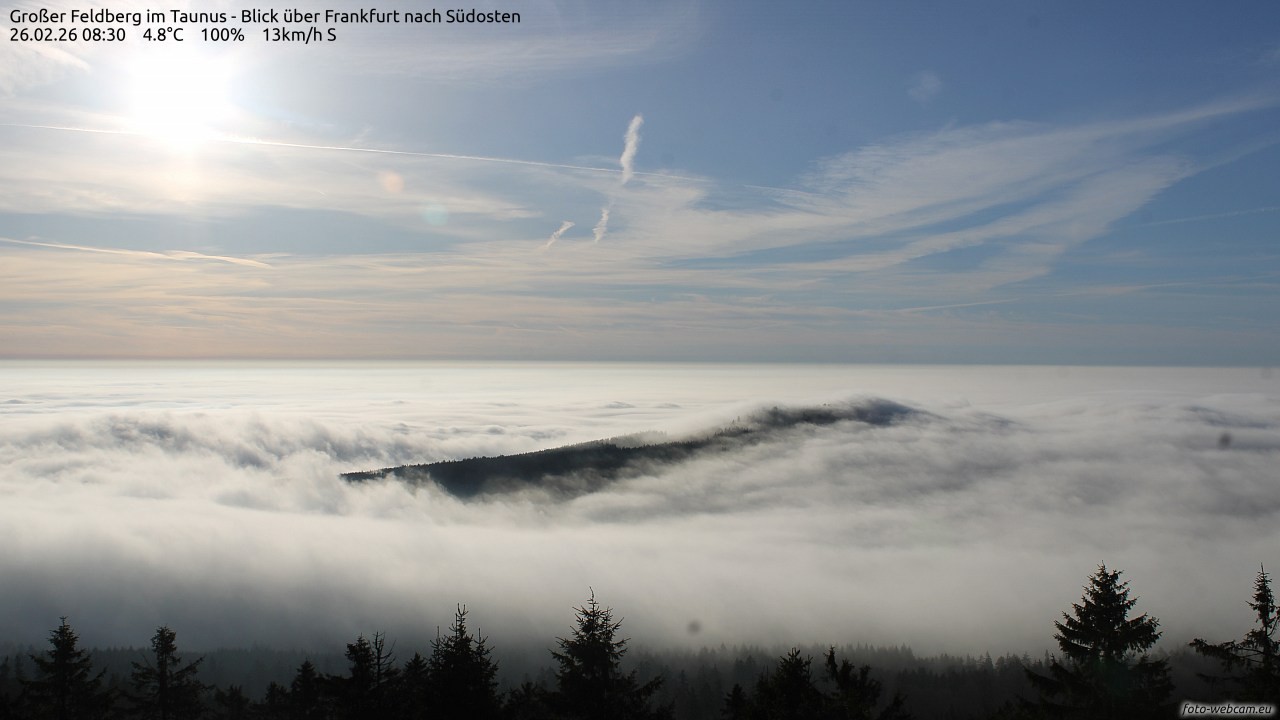 Archived image Webcam Großer Feldberg - View to Frankfurt