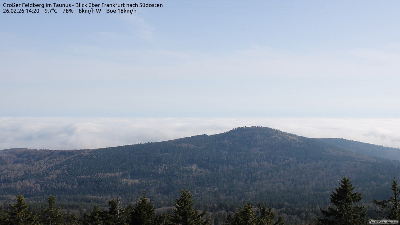 Archived image Webcam Großer Feldberg - View to Frankfurt