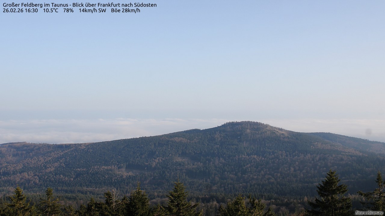 Archived image Webcam Großer Feldberg - View to Frankfurt