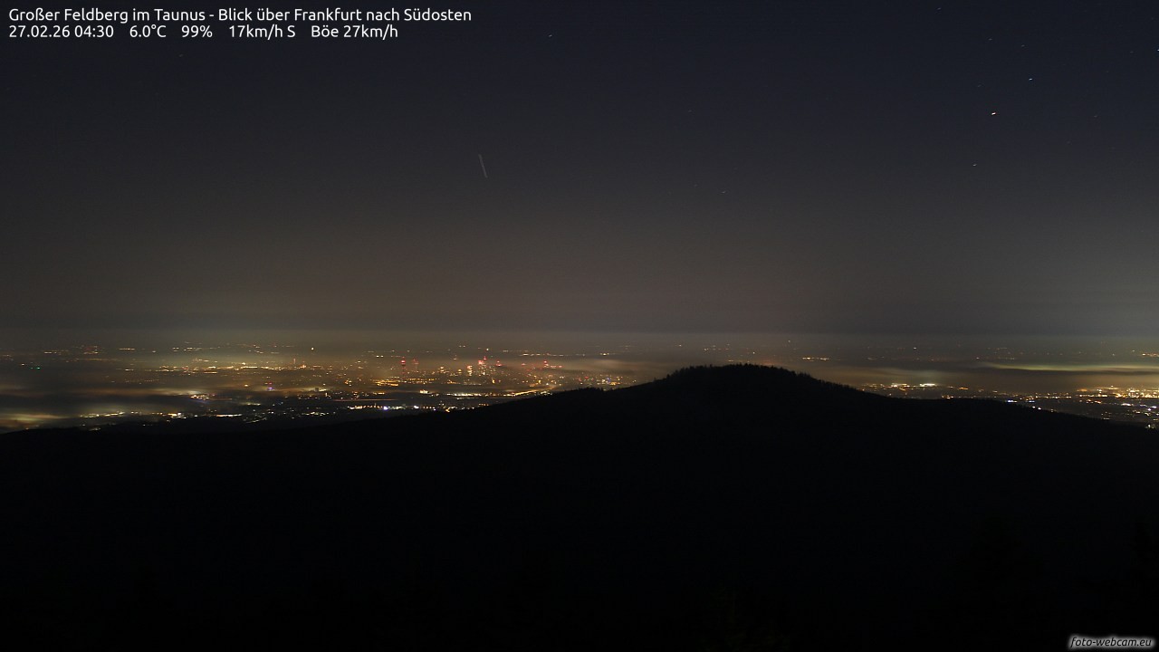 Archived image Webcam Großer Feldberg - View to Frankfurt