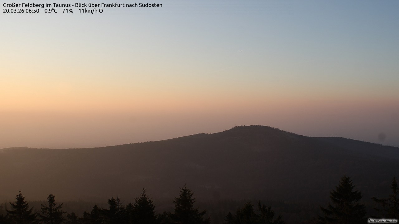 Archived image Webcam Großer Feldberg - View to Frankfurt