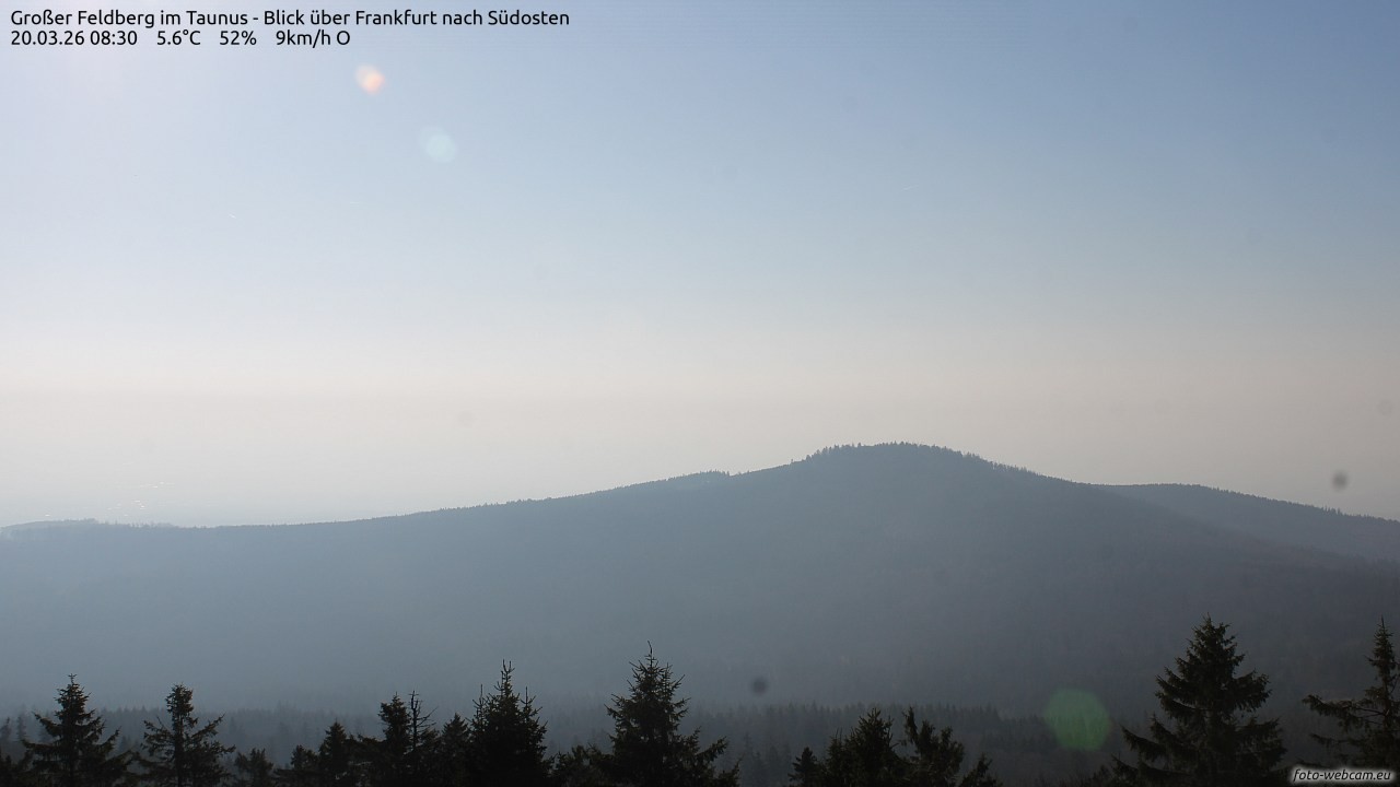 Archived image Webcam Großer Feldberg - View to Frankfurt