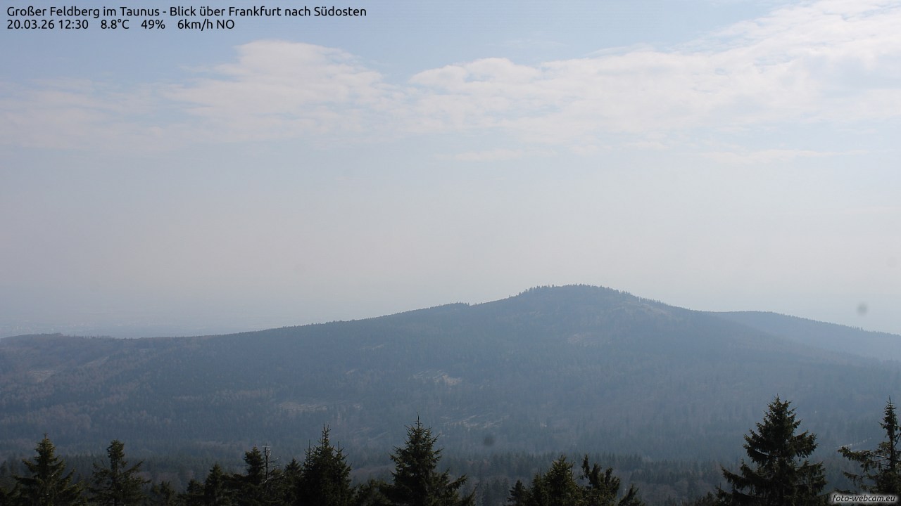 Archived image Webcam Großer Feldberg - View to Frankfurt