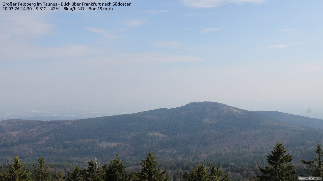 Archived image Webcam Großer Feldberg - View to Frankfurt