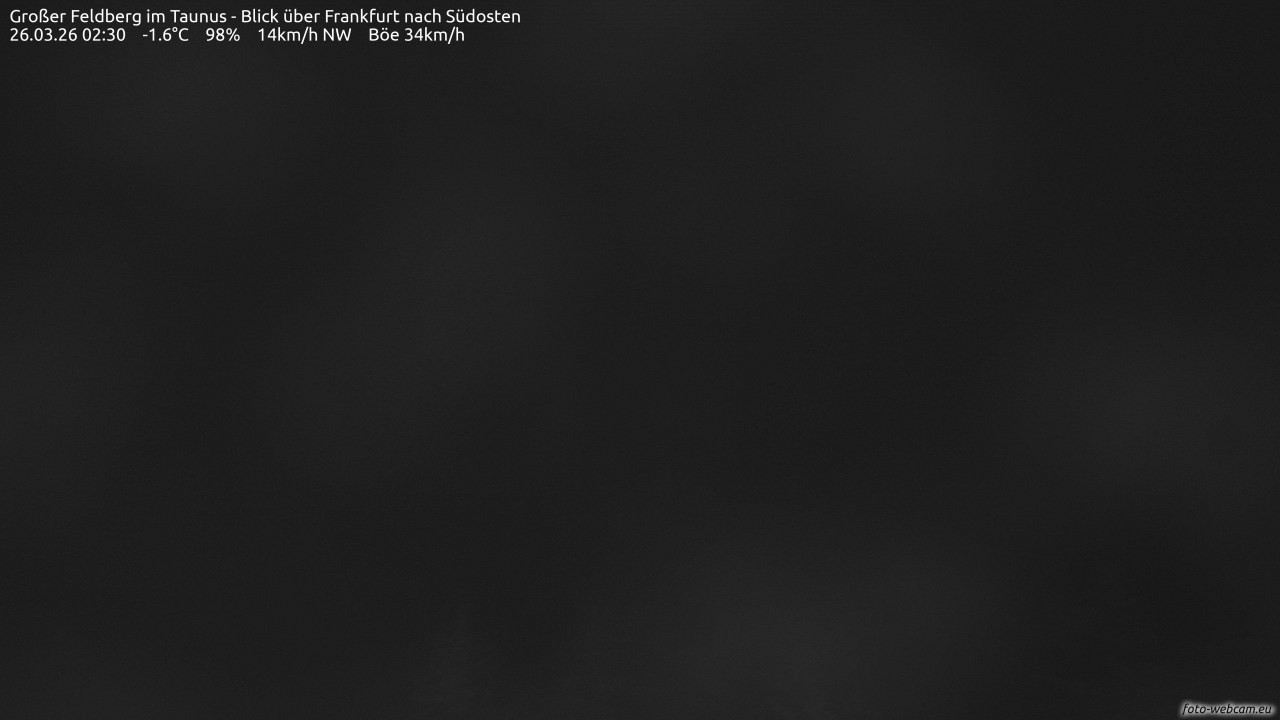 Archived image Webcam Großer Feldberg - View to Frankfurt