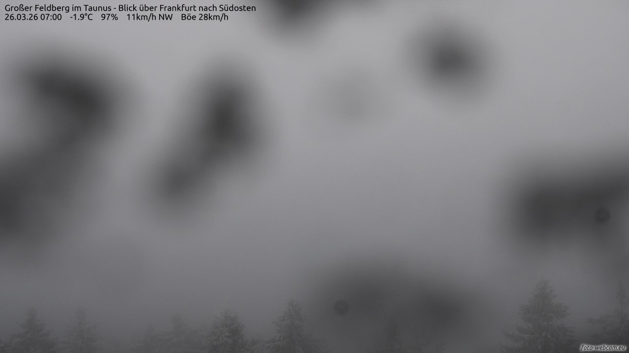 Archived image Webcam Großer Feldberg - View to Frankfurt