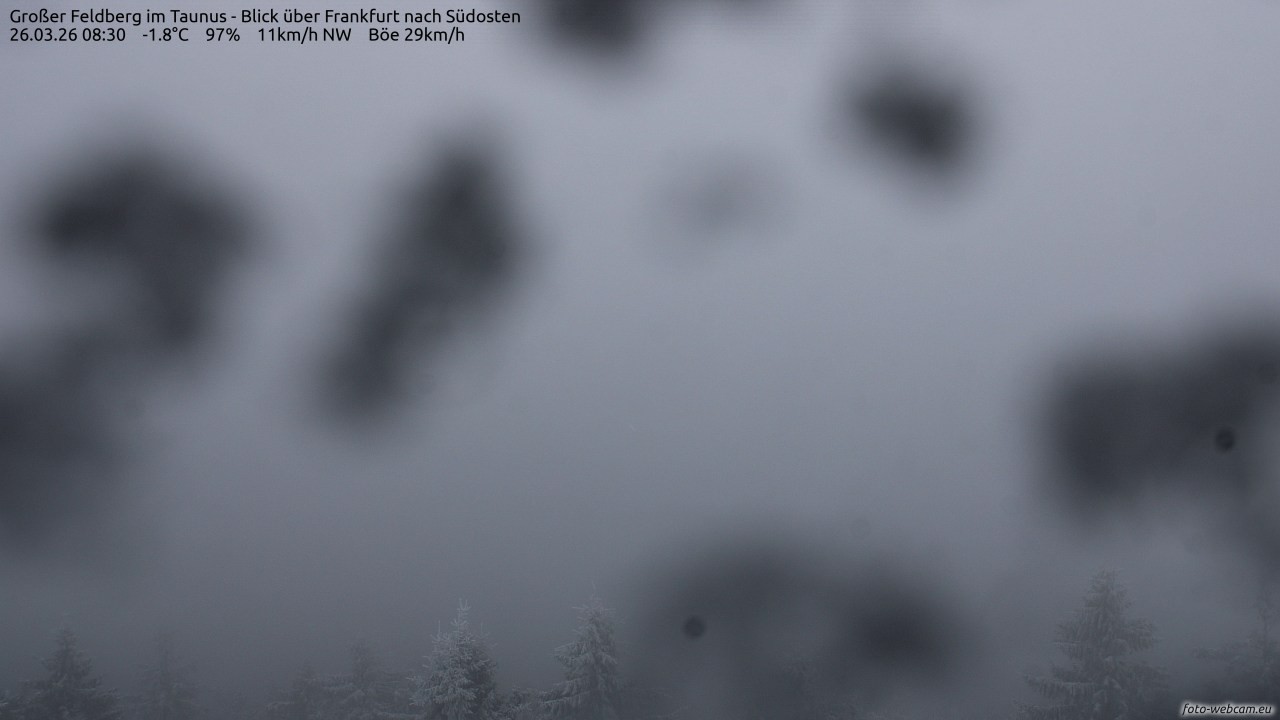 Archived image Webcam Großer Feldberg - View to Frankfurt