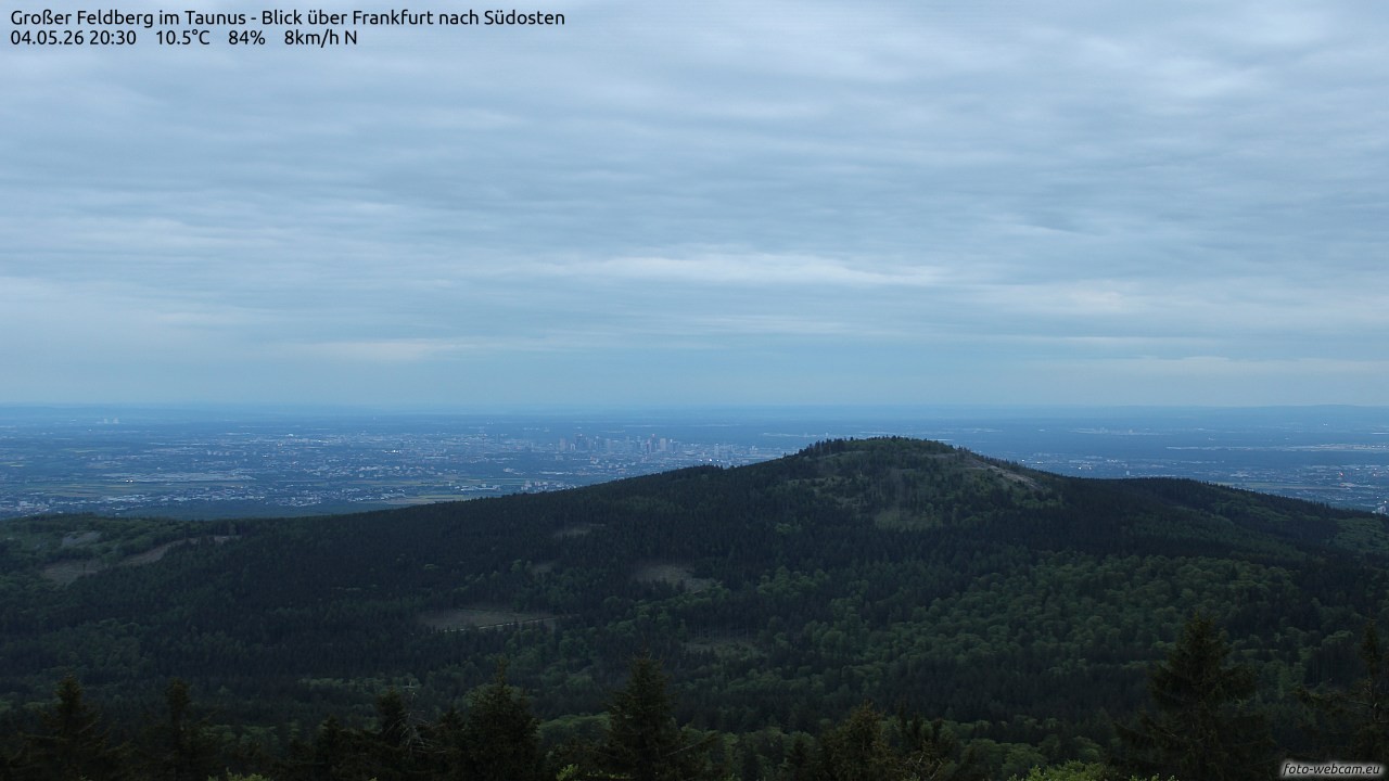 Archived image Webcam Großer Feldberg - View to Frankfurt