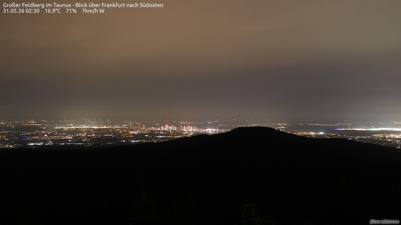 Archived image Webcam Großer Feldberg - View to Frankfurt