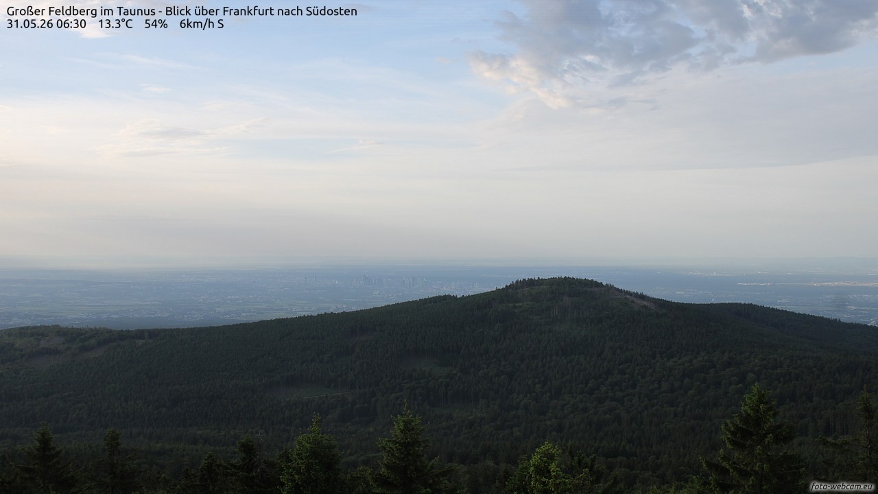 Archived image Webcam Großer Feldberg - View to Frankfurt