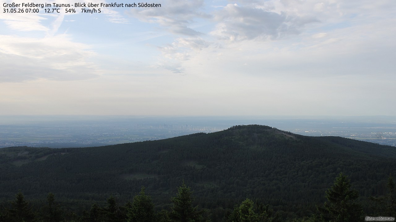 Archived image Webcam Großer Feldberg - View to Frankfurt