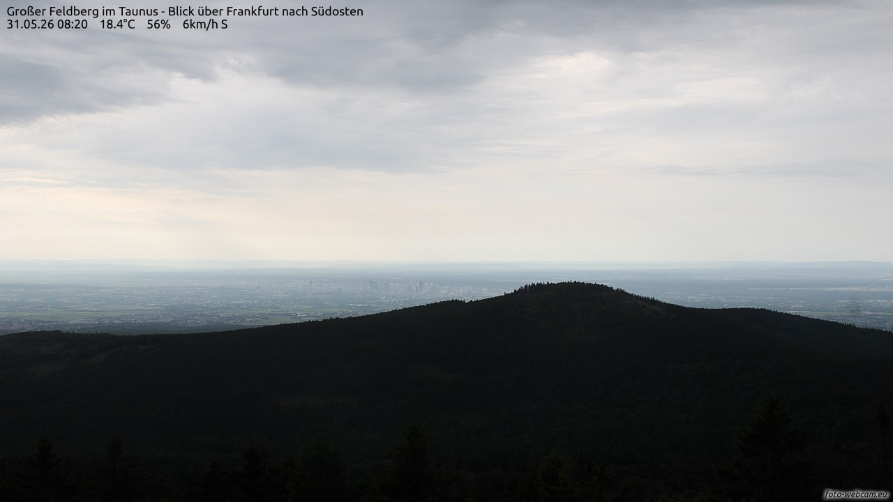 Archived image Webcam Großer Feldberg - View to Frankfurt