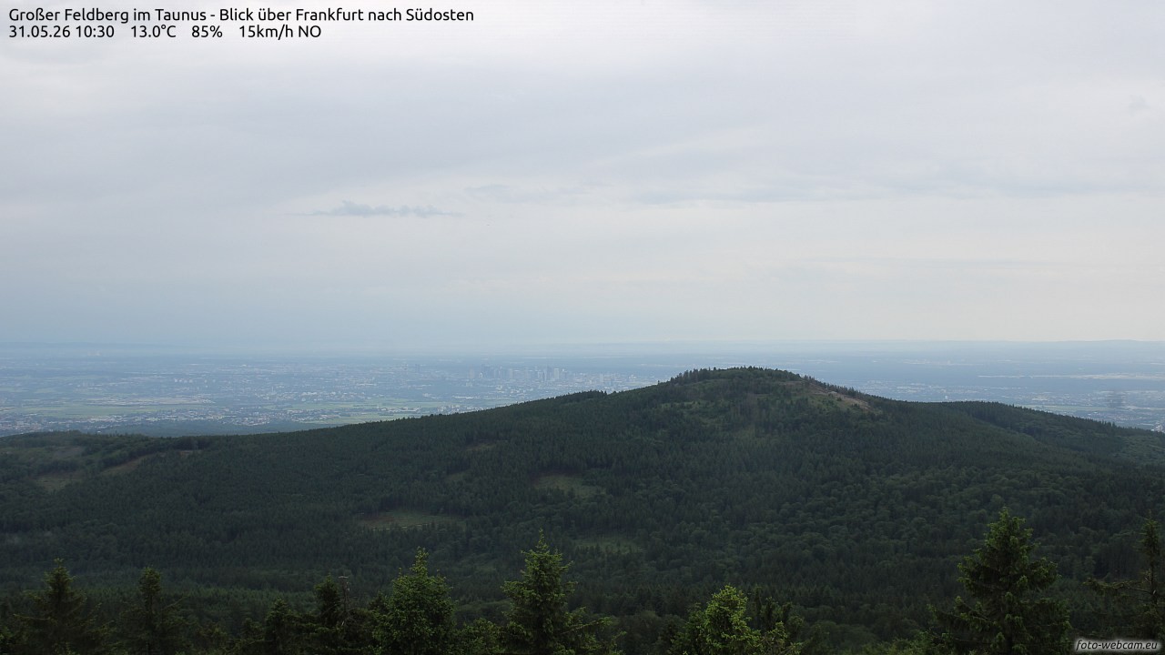 Archived image Webcam Großer Feldberg - View to Frankfurt