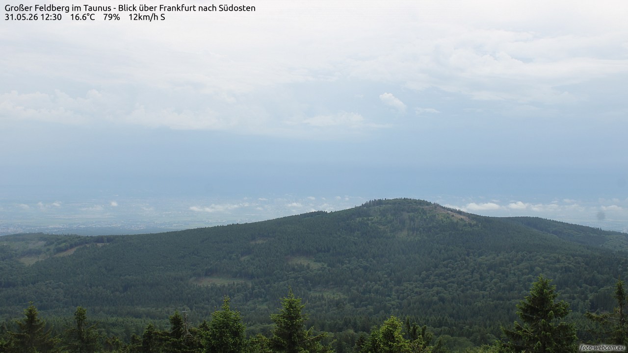 Archived image Webcam Großer Feldberg - View to Frankfurt