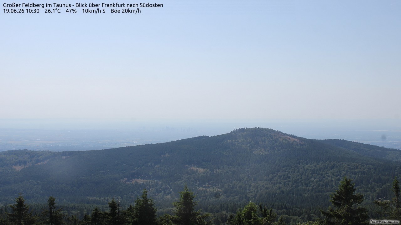 Archived image Webcam Großer Feldberg - View to Frankfurt