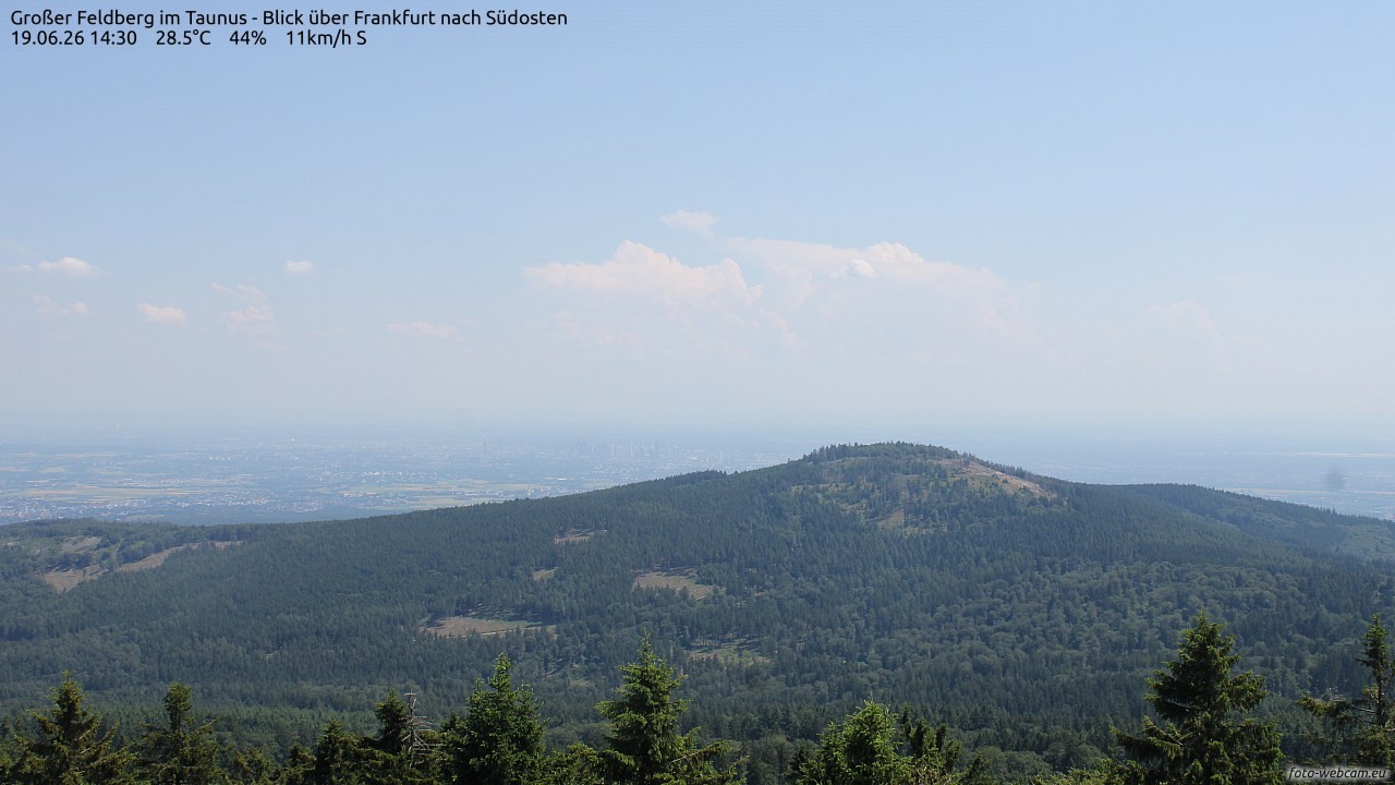 Archived image Webcam Großer Feldberg - View to Frankfurt