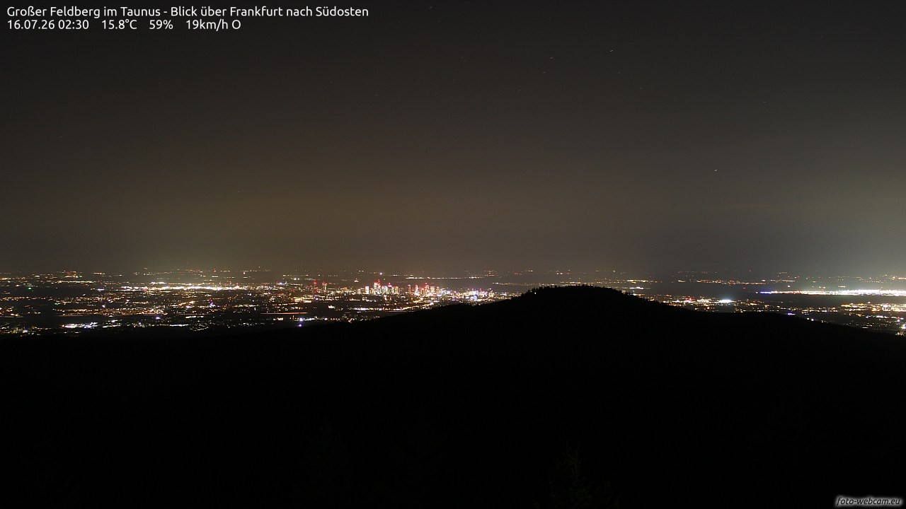 Archived image Webcam Großer Feldberg - View to Frankfurt