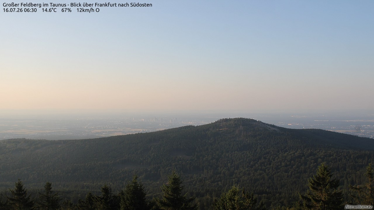Archived image Webcam Großer Feldberg - View to Frankfurt